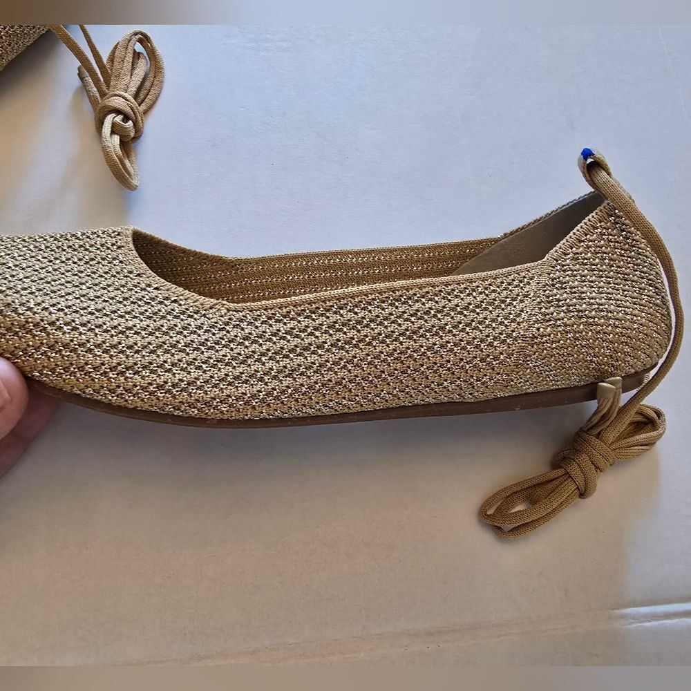 Rothy's The Square Wrap Ballerina Flats Shimmering Gold Size 9.5 - Picture 5 of 16